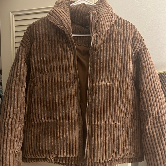 Brown Corduroy Puffer Jacket - Picture 1 of 3